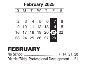 District School Academic Calendar for Dolores Huerta Preparatory High School for February 2025