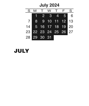 District School Academic Calendar for W H Heaton Middle School for July 2024