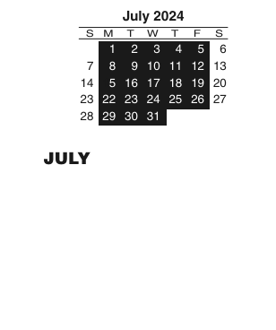 District School Academic Calendar for Bessemer Elementary School for July 2024