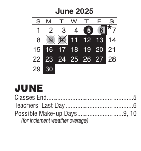 District School Academic Calendar for Community Transition House for June 2025