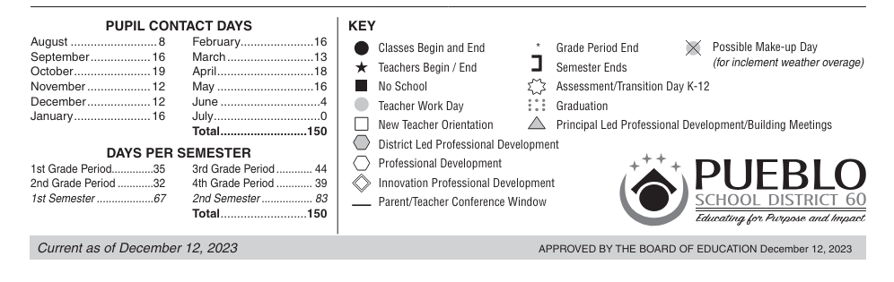 District School Academic Calendar Key for East High School