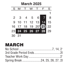 District School Academic Calendar for Community Transition House for March 2025
