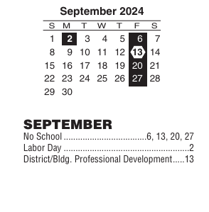 District School Academic Calendar for Keating Continuing Education for September 2024