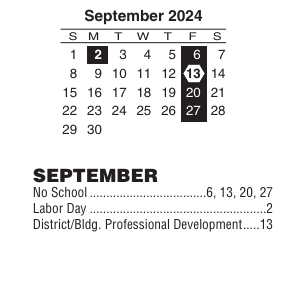 District School Academic Calendar for Bradford Elementary School for September 2024