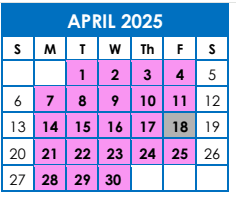 District School Academic Calendar for Kirkland Es for April 2025