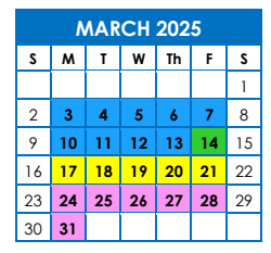 District School Academic Calendar for Kirkland Es for March 2025