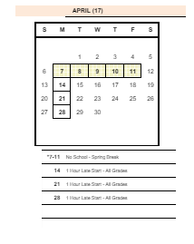 District School Academic Calendar for Mt View Elementary for April 2025