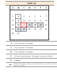 District School Academic Calendar for Mt View Elementary for June 2025