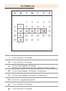District School Academic Calendar for Mt View Elementary for October 2024