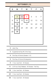 District School Academic Calendar for Mt View Elementary for September 2024