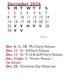 District School Academic Calendar for Broad Meadows Middle for December 2024