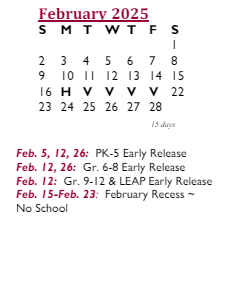 District School Academic Calendar for Broad Meadows Middle for February 2025