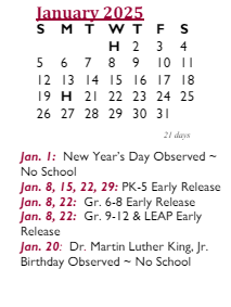 District School Academic Calendar for Broad Meadows Middle for January 2025