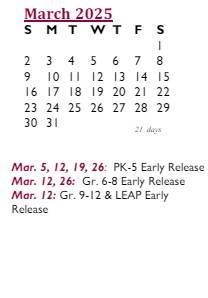 District School Academic Calendar for Broad Meadows Middle for March 2025