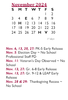 District School Academic Calendar for Broad Meadows Middle for November 2024