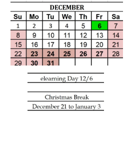 District School Academic Calendar for West Side Middle School for December 2024
