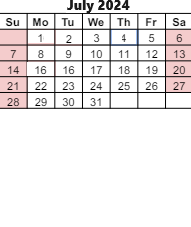 District School Academic Calendar for West Side Middle School for July 2024