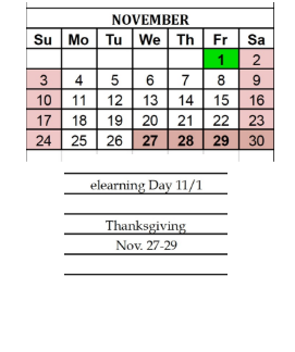 District School Academic Calendar for West Side Middle School for November 2024