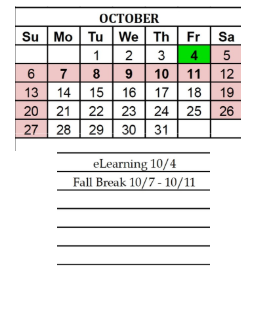 District School Academic Calendar for West Side Middle School for October 2024