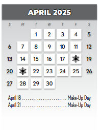 District School Academic Calendar for Math/science/tech Magnet for April 2025
