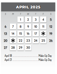 District School Academic Calendar for Arapaho Classical Magnet for April 2025