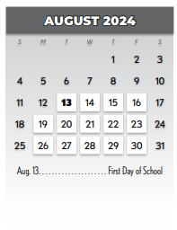 District School Academic Calendar for Math/science/tech Magnet for August 2024