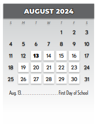 District School Academic Calendar for Northwood Hills Elementary for August 2024