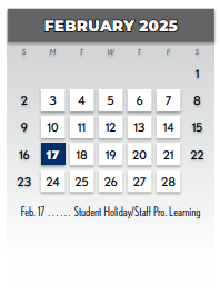 District School Academic Calendar for Lake Highlands J H for February 2025