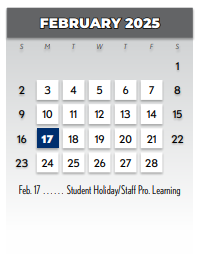 District School Academic Calendar for Math/science/tech Magnet for February 2025