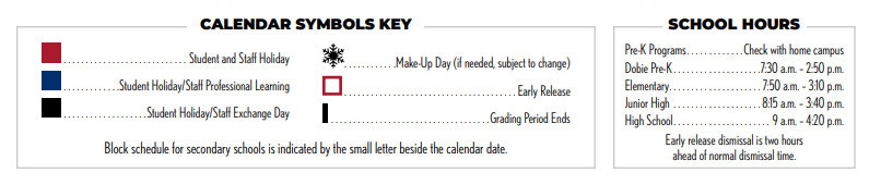 District School Academic Calendar Key for Lake Highlands J H