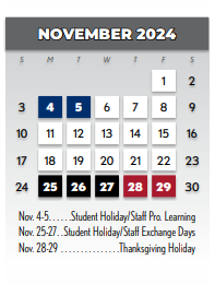 District School Academic Calendar for Carolyn G Bukhair Elementary for November 2024