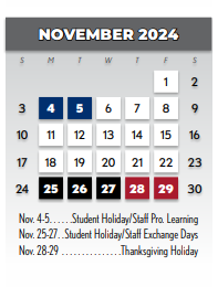 District School Academic Calendar for Math/science/tech Magnet for November 2024