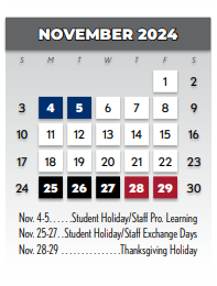 District School Academic Calendar for Spring Valley Elementary for November 2024