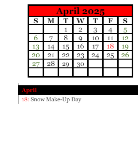 District School Academic Calendar for Forest Hills Spec Educ Coop for April 2025