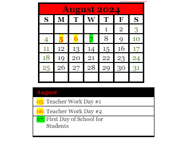 District School Academic Calendar for Forest Hills Spec Educ Coop for August 2024