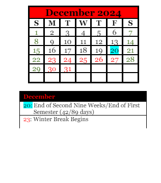 District School Academic Calendar for Forest Hills Spec Educ Coop for December 2024
