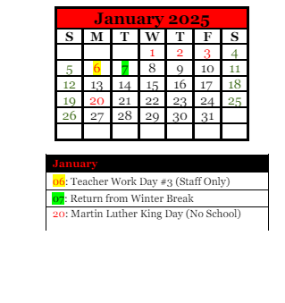 District School Academic Calendar for Forest Hills Spec Educ Coop for January 2025