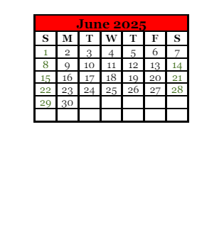 District School Academic Calendar for Forest Hills Spec Educ Coop for June 2025