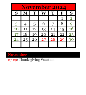 District School Academic Calendar for Forest Hills Spec Educ Coop for November 2024