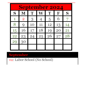 District School Academic Calendar for Forest Hills Spec Educ Coop for September 2024