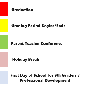 District School Academic Calendar Legend for Paul C Garrison Elem Sch
