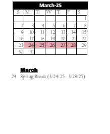 District School Academic Calendar for Paul C Garrison Elem Sch for March 2025