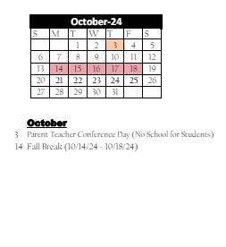 District School Academic Calendar for Paul C Garrison Elem Sch for October 2024