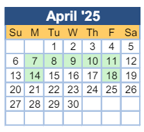 District School Academic Calendar for Mcbean Elementary School for April 2025
