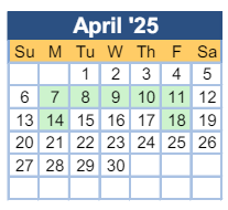 District School Academic Calendar for Freedom Park Elementary for April 2025