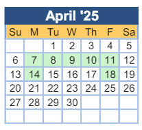 District School Academic Calendar for Johnson Magnet for April 2025