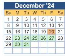 District School Academic Calendar for Langford Middle School for December 2024