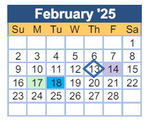 District School Academic Calendar for Tubman Middle School for February 2025