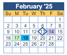 District School Academic Calendar for Glenn Hills Middle School for February 2025