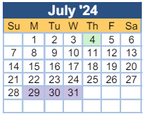 District School Academic Calendar for Freedom Park Elementary for July 2024